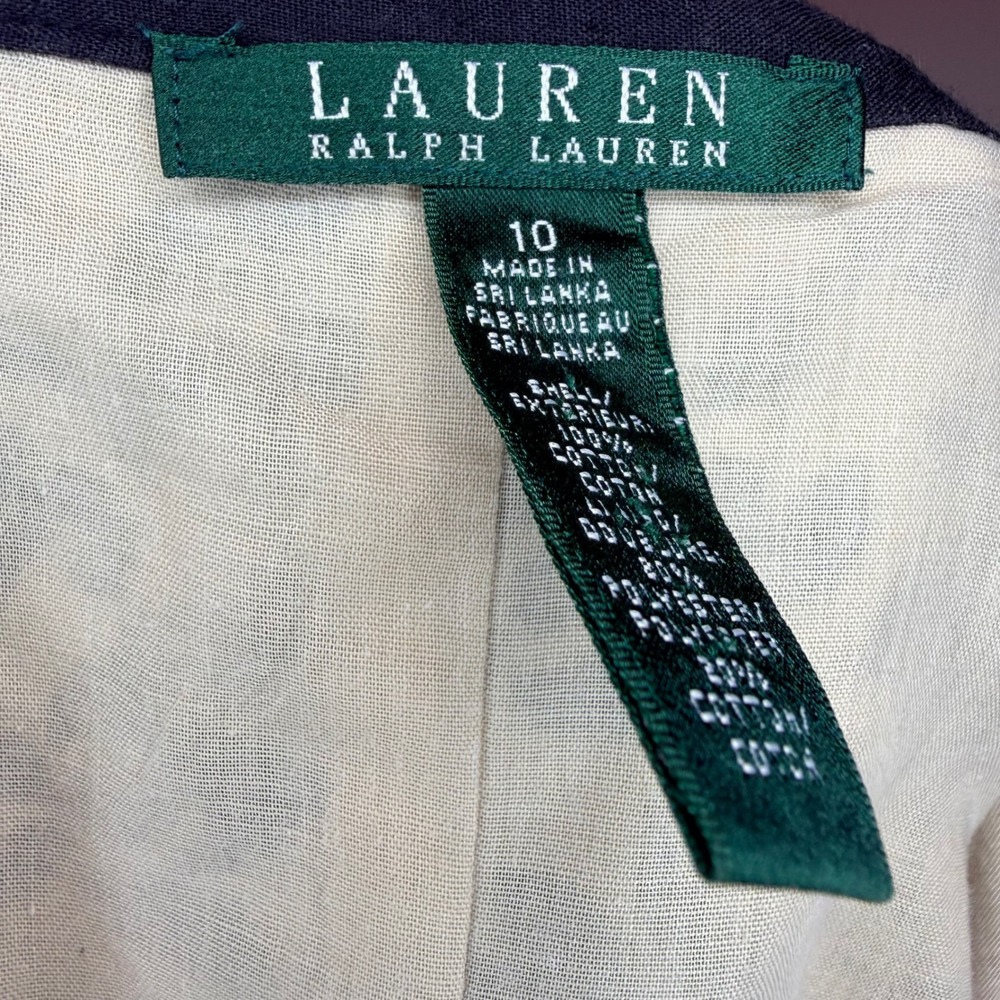 Lauren Ralph Lauren Black Cream Damask Floral Pleated Cotton Midi Skirt Size 10 - Picture 6 of 6